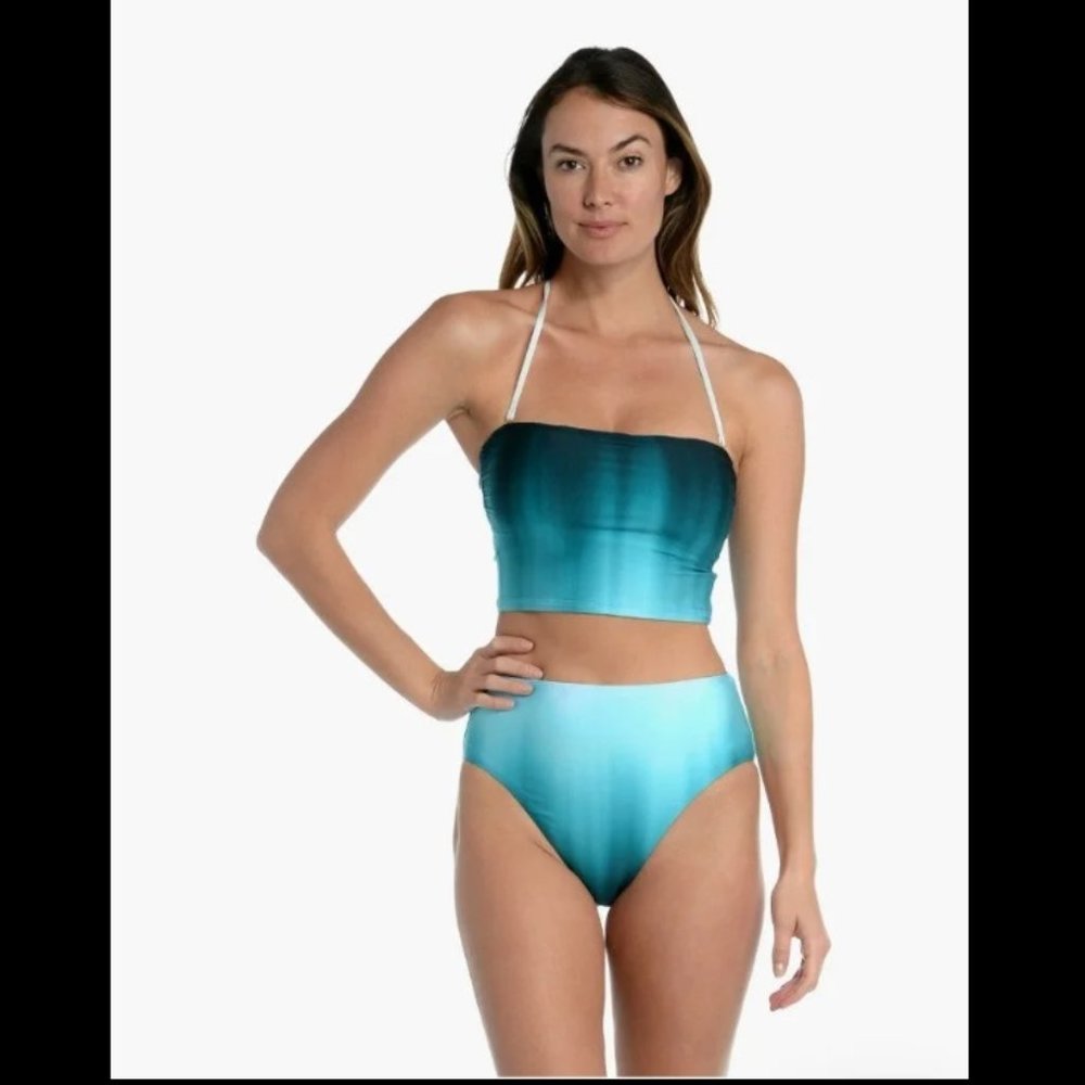 NWT LA BLANCA Ocean Bandeau Tankini Top Ombre Turquoise Halter or Strapless